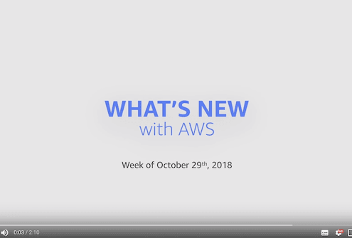 Whats New with AWS Jeff Barr video Week of October 29 2018